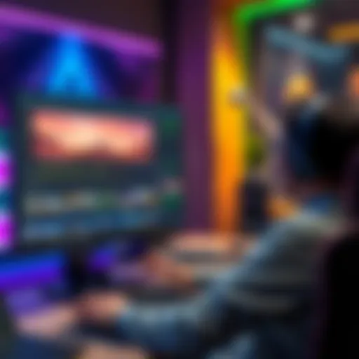 A designer using NVIDIA's BYG framework for editing images and videos on a computer screen, showcasing easy editing tools and workflow.