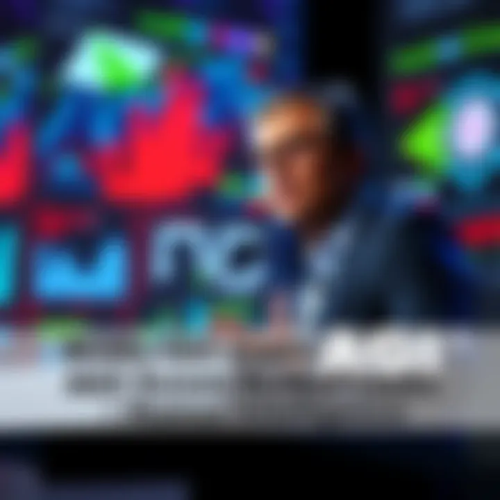 Nvidia CEO speaking at a podium about artificial general intelligence, showcasing charts and graphics related to AI development.