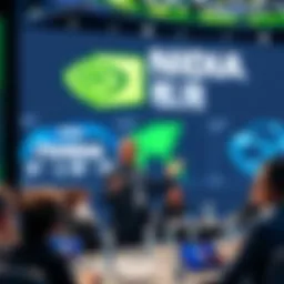 Nvidia CEO speaking at a conference about AI job creation and China's ban on layoffs in the sector