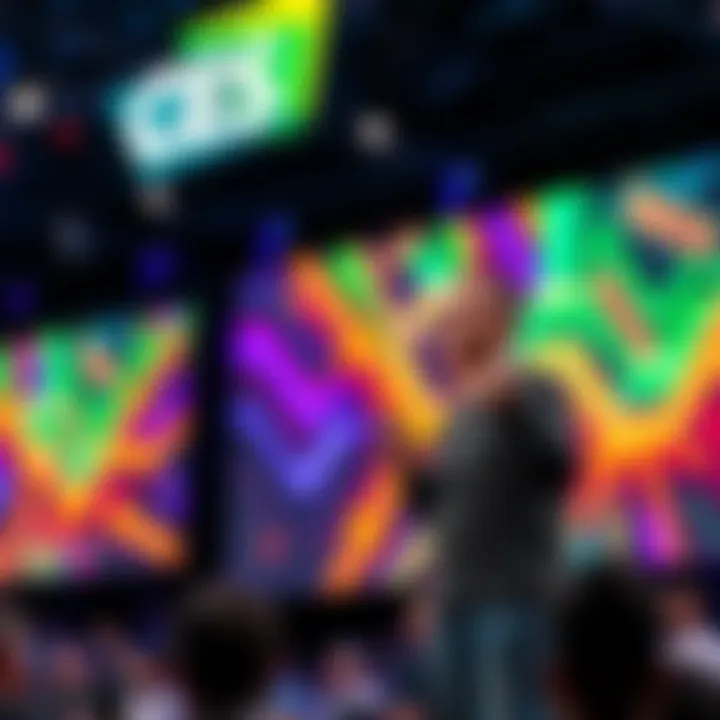 Jensen Huang speaking on stage about neural rendering and DLSS advancements at CES 2026