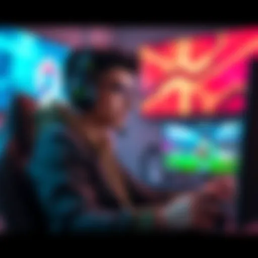 A gamer enjoying a 4K game with NVIDIA's DLSS technology, showcasing smooth graphics and performance on the screen.