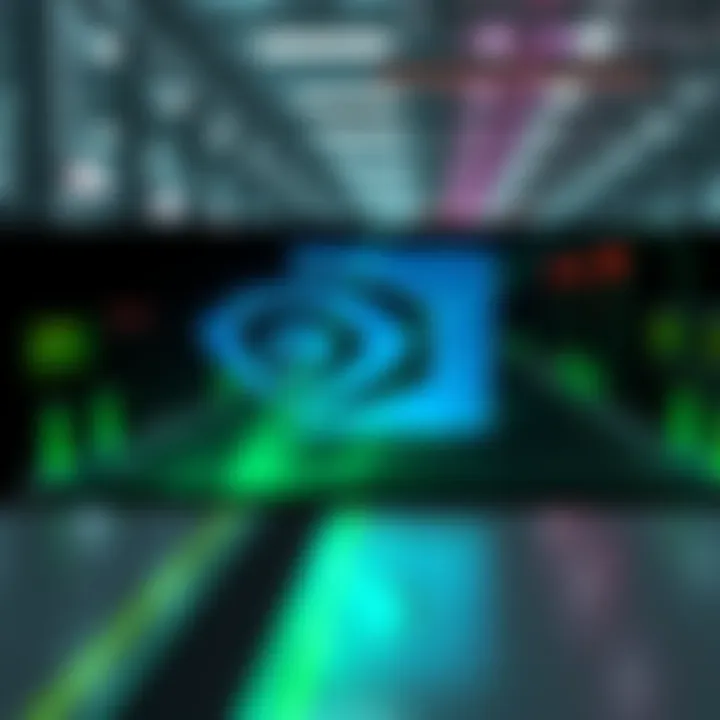 Nvidia logo alongside a graphic of a halted RTX 5090 production line and AI GPU focus