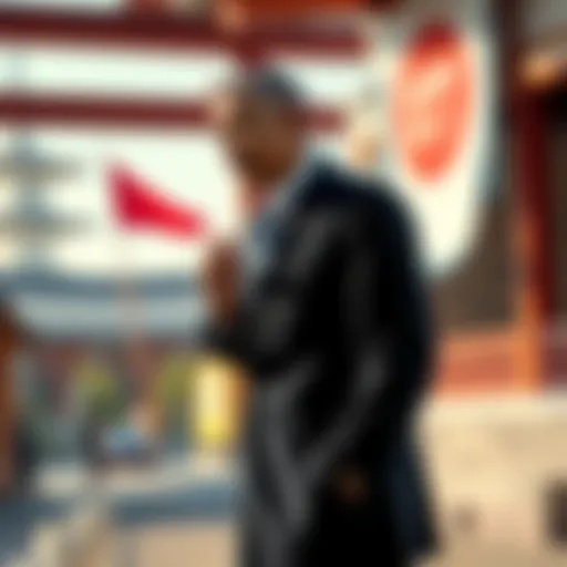 Former President Obama visiting a historical site in Meiji Era Japan, engaging with local culture and history.