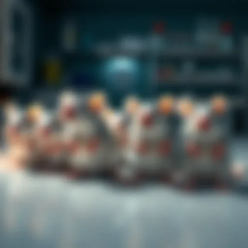 A group of obese mice in a laboratory demonstrating fat loss while maintaining muscle mass, representing a breakthrough in drug research for obesity treatment.