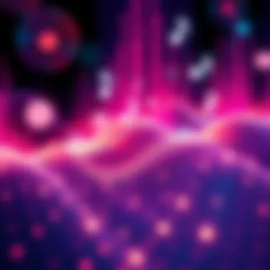 A vibrant abstract representation of sound waves and signals connected with emotions accentuated by music notes.