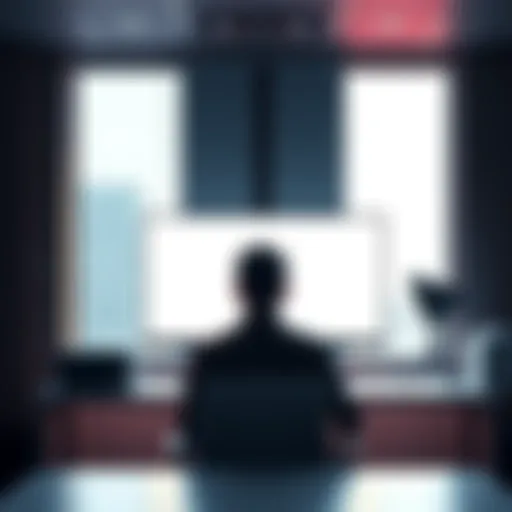 A person sitting at a desk looking at an empty computer screen, symbolizing the absence of ChatGPT and its impact on workflow.