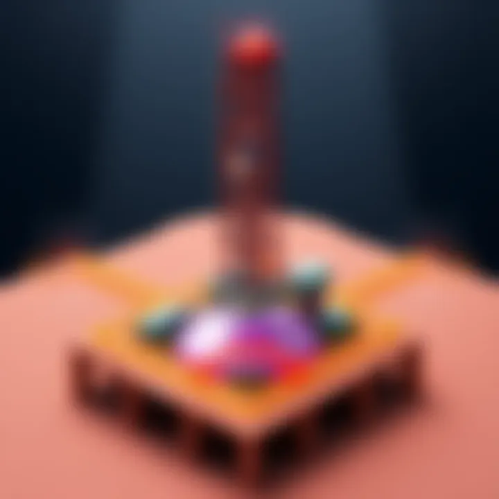 A colorful illustration showing an oil and gas well with depth markers and surface equipment, created using Blender.