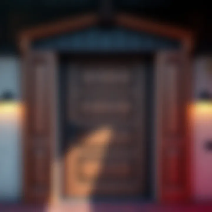 A traditional wooden door featuring modern design modules, showcasing a blend of old and new aesthetics