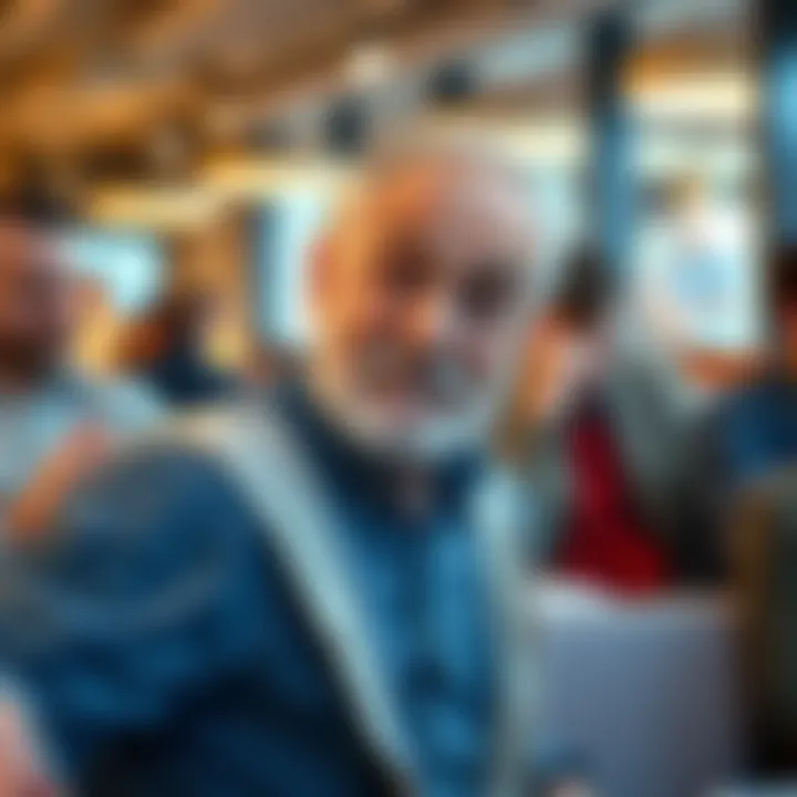 An older man trying to fit in with younger people by using Gen Z language and slang, looking confused but amused in a casual setting.