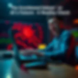 A person angrily typing on a laptop during a heated online discussion about artificial intelligence, with a frustrated expression on their face.