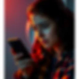 A person looking upset while reading hateful comments on a phone, highlighting online harassment related to AI support