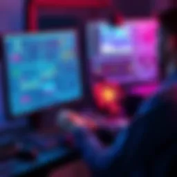 A person using a computer to create programming blueprints in an online editor with a user-friendly interface.