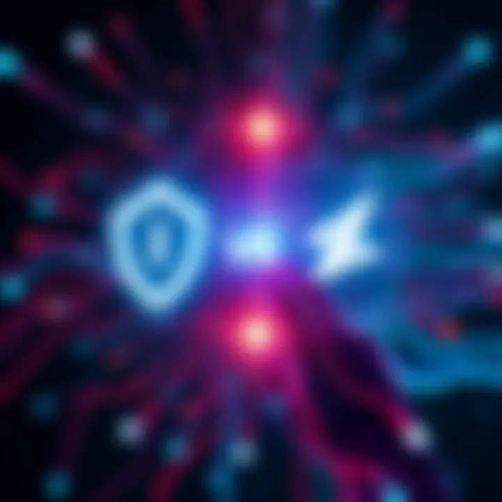 Open-Source AI vs. Big Tech A graphic showing contrasting symbols of open-source AI and major tech company logos, representing the conflict between accessibility and control in AI.