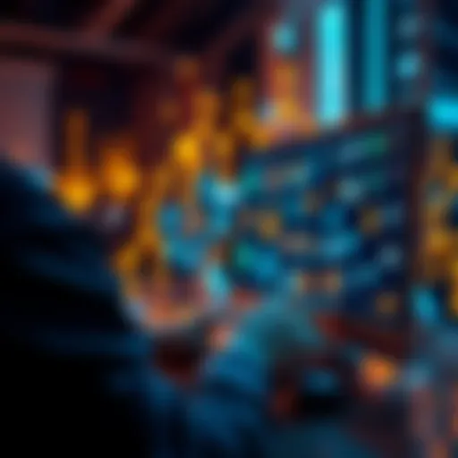 A person using a computer with icons of free tools on the screen, demonstrating the concept of utilizing Open AI's resources.