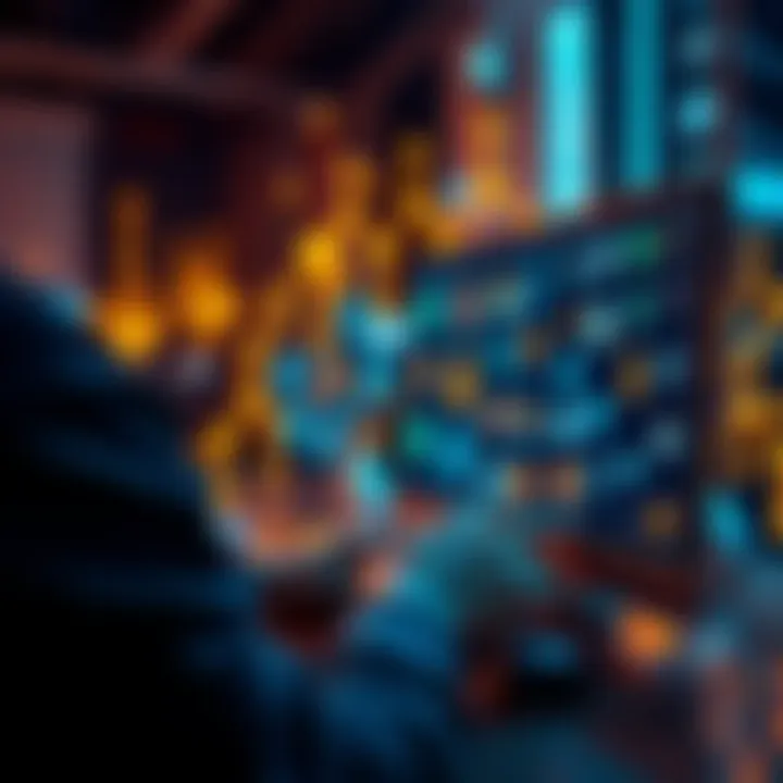 A person using a computer with icons of free tools on the screen, demonstrating the concept of utilizing Open AI's resources.