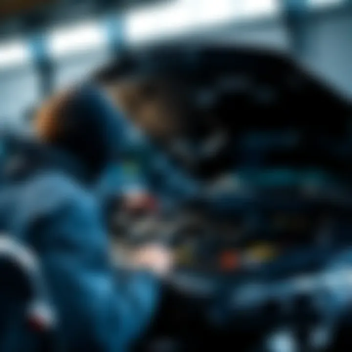 A person notices an open car hood while focusing on another task, revealing the engine inside.