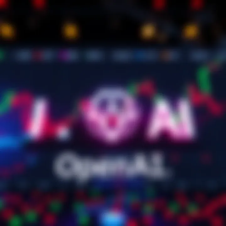 A graphic displaying the OpenAI logo with a stock market theme, symbolizing an upcoming IPO.