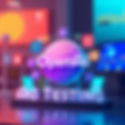 Illustration of ChatGPT logo with advertising banners around it, symbolizing the introduction of ads in the platform.