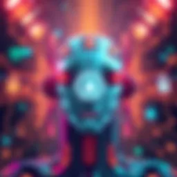 An artistic representation of an advanced AI model showcasing digital security symbols and cyber elements.