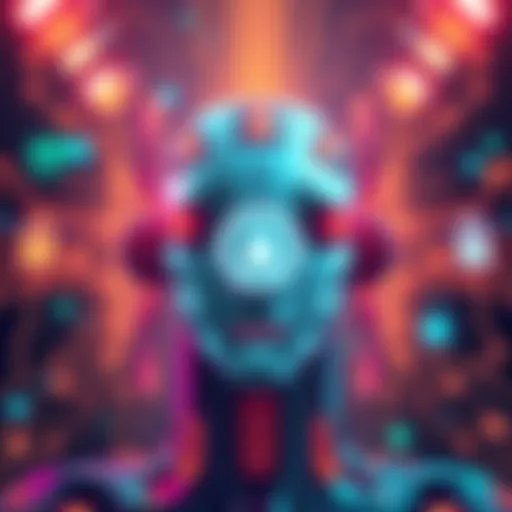 An artistic representation of an advanced AI model showcasing digital security symbols and cyber elements.