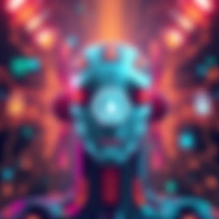 An artistic representation of an advanced AI model showcasing digital security symbols and cyber elements.