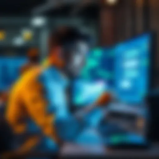 A person sitting at a desk, reviewing chat interactions on a computer screen with a concerned expression, symbolizing privacy issues in AI.