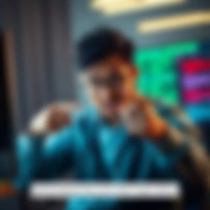 OpenAI employee looking distressed while pointing fingers at a computer screen with project failure messages