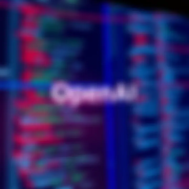 A digital screen displaying code with the OpenAI logo, symbolizing a new coding platform.