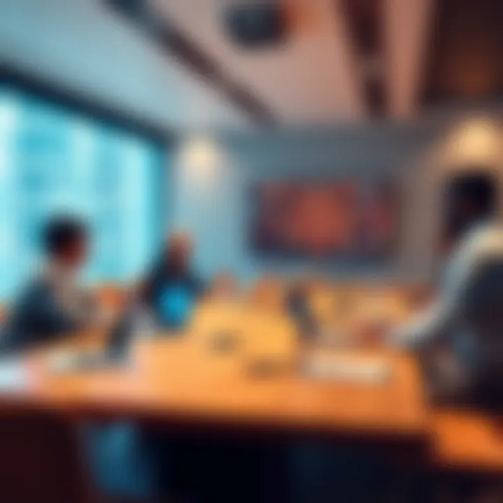 A group of tech experts debating the decision to keep the O3 model over GPT-4o at a conference table with laptops and notepads.