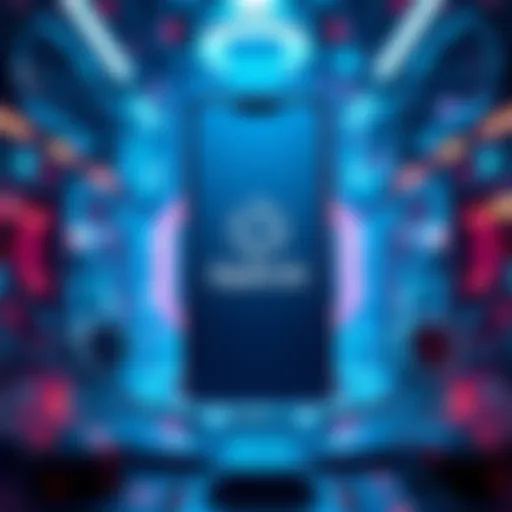 A sleek new smartphone with OpenAI branding, surrounded by futuristic technology elements, showcasing its anticipated features.