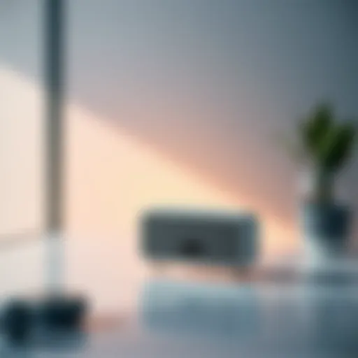 A portable, screenless speaker designed as an AI companion, showcasing its sleek design and modern features, blending into daily life.