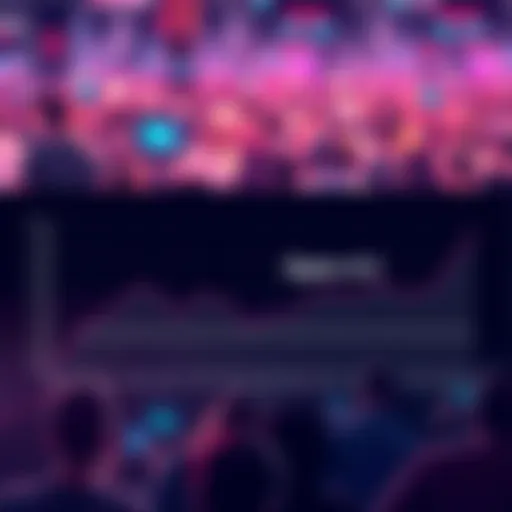 A graph showing a steep decline in subscriber numbers for OpenAI, with a backdrop of a worried crowd of people looking at their devices.