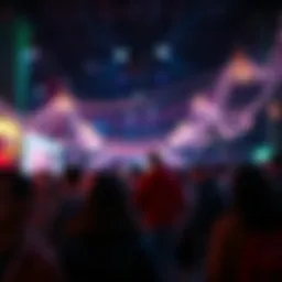 People excited for OpenAI's announcement at Fable 5.1 release night, with lights and decorations in the background.