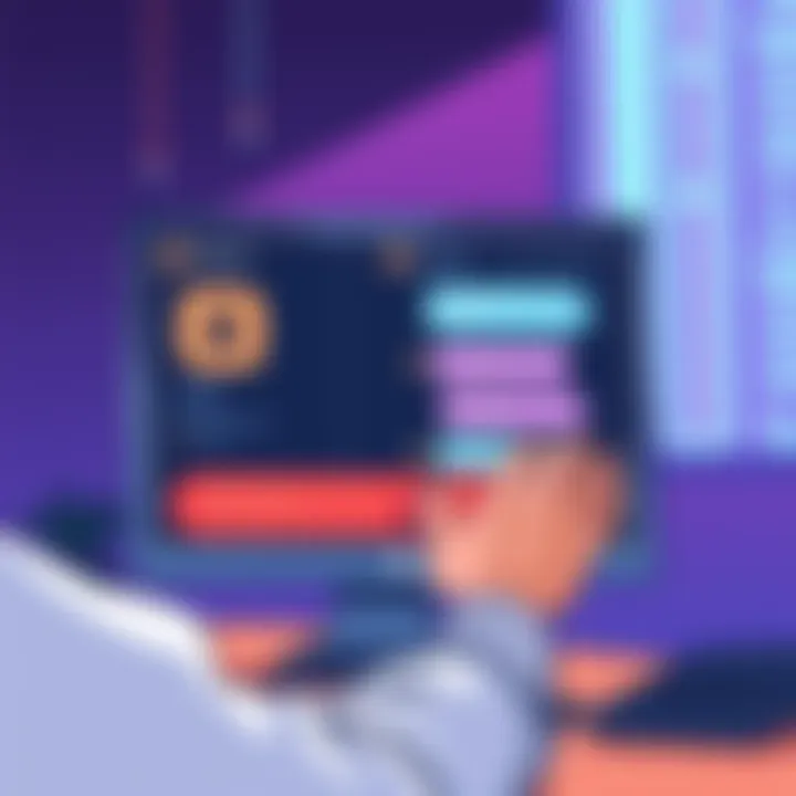 An illustration showing a person interacting with ChatGPT on a computer screen while advertisements are displayed in the chat window, representing OpenAI's new direction.