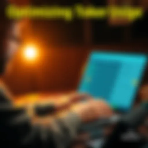 A person using a laptop to optimize settings in a GPT app, focused on maximizing token efficiency.