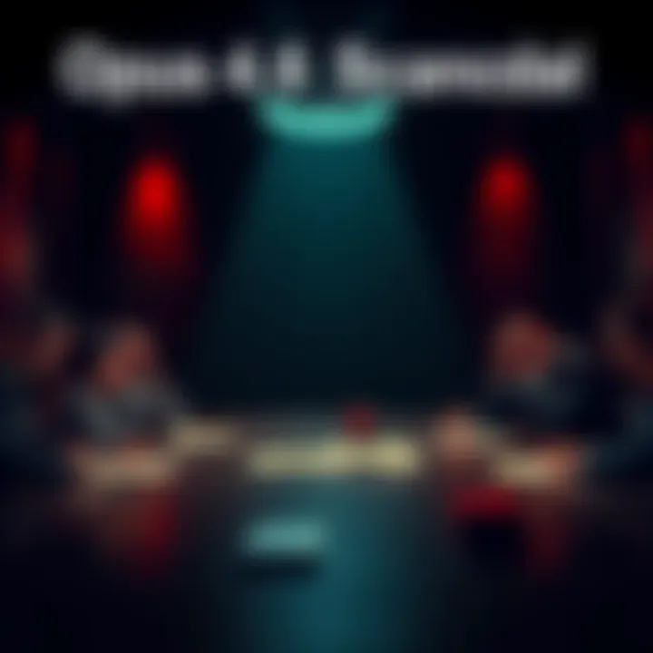 A dramatic representation of corporate collusion and deceit, featuring a shadowy boardroom with worried executives and hidden documents, highlighting unethical business practices.