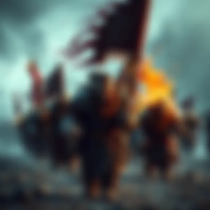 A group of orc warriors marching together in formation, showcasing their strength and unity in battle preparation.