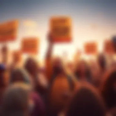 A group of people expressing frustration and holding signs calling for the removal of the Shifting Sands game trailer, showcasing the public outcry.