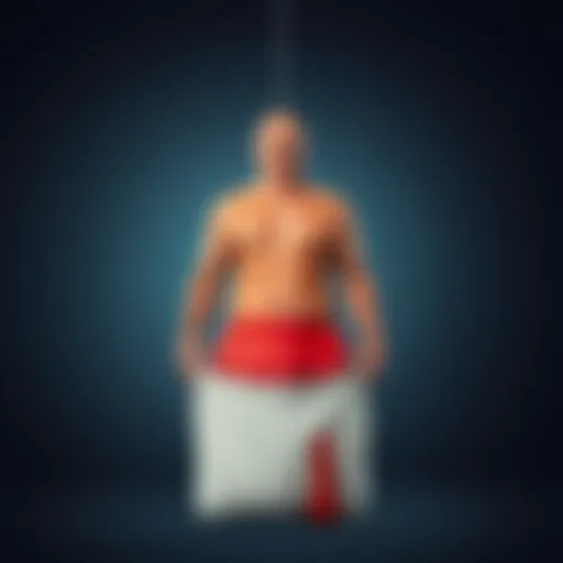 A comparison of a person before and after using Ozempic, showing a fit figure with reduced fat but visible muscle loss, resembling an empty sack.
