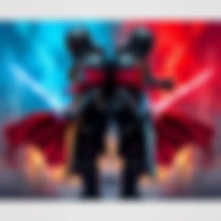 A graphic showing two Paladins, one in bright armor representing light and the other in dark armor symbolizing darkness, standing back to back with swords drawn.