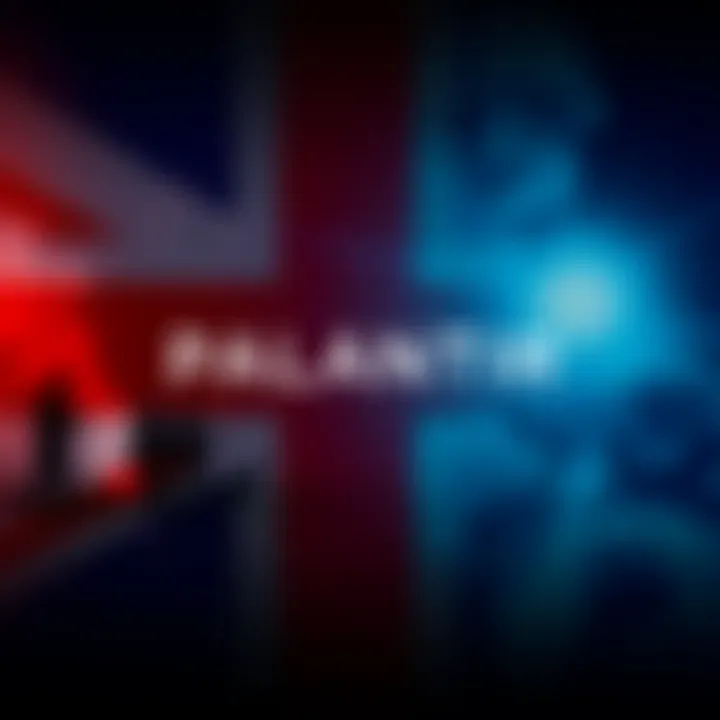Palantir logo with a background of the UK flag and defense imagery, symbolizing the £240 million contract with the UK Ministry of Defence