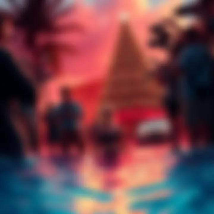 A crowded scene of paparazzi taking photos of a celebrity trying to enjoy their vacation