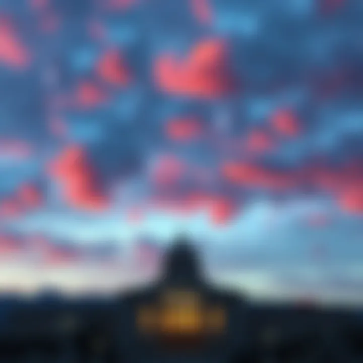 Paramount Pictures building with a dramatic sky, symbolizing the company's potential exit from California