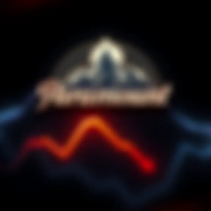 Paramount logo with a downward trend graph symbolizing credit downgrade due to Warner Bros. merger