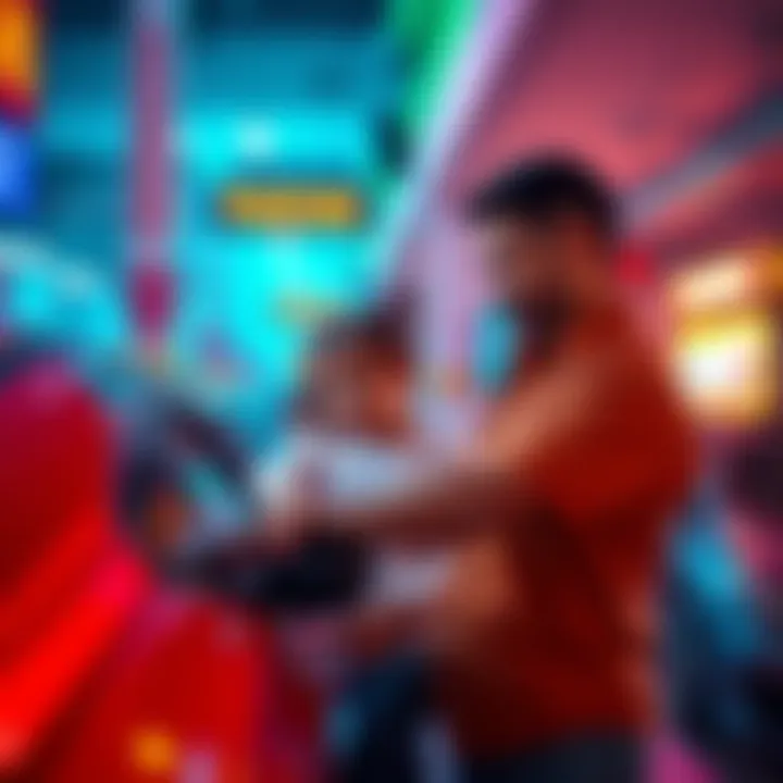 A father and daughter work together to solve a parking challenge in a colorful game environment.