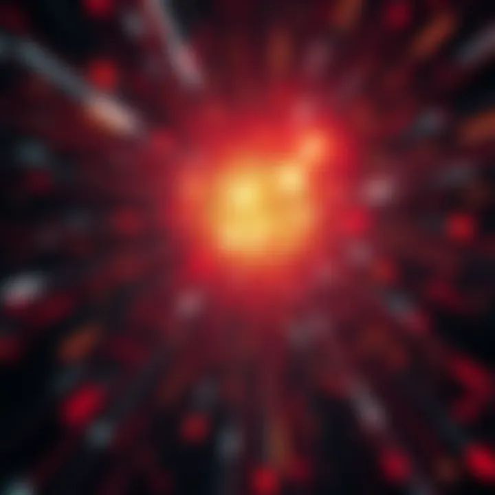 Particles traveling in a controlled manner, illustrating a precise blast radius in a simulation
