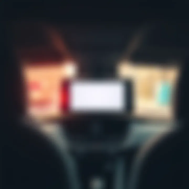A close-up of a passenger screen inside a modern vehicle, showing a blank display, indicating low usage.