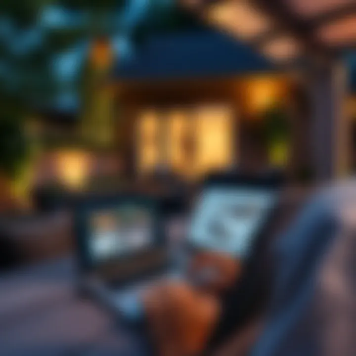 A person using a laptop to visualize a patio addition with design software