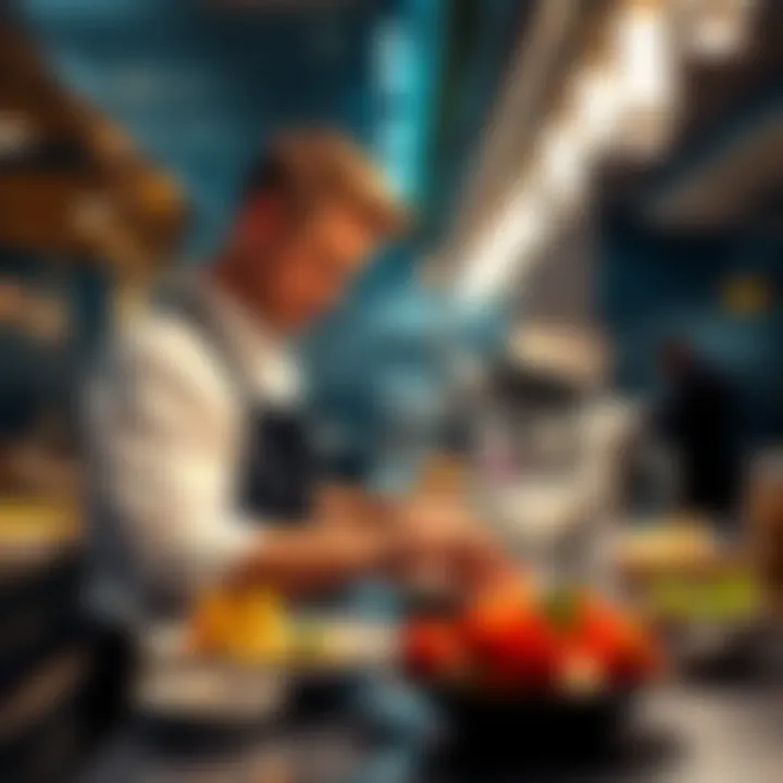 Patrick 4D, a chef, preparing gourmet dishes in a busy restaurant kitchen