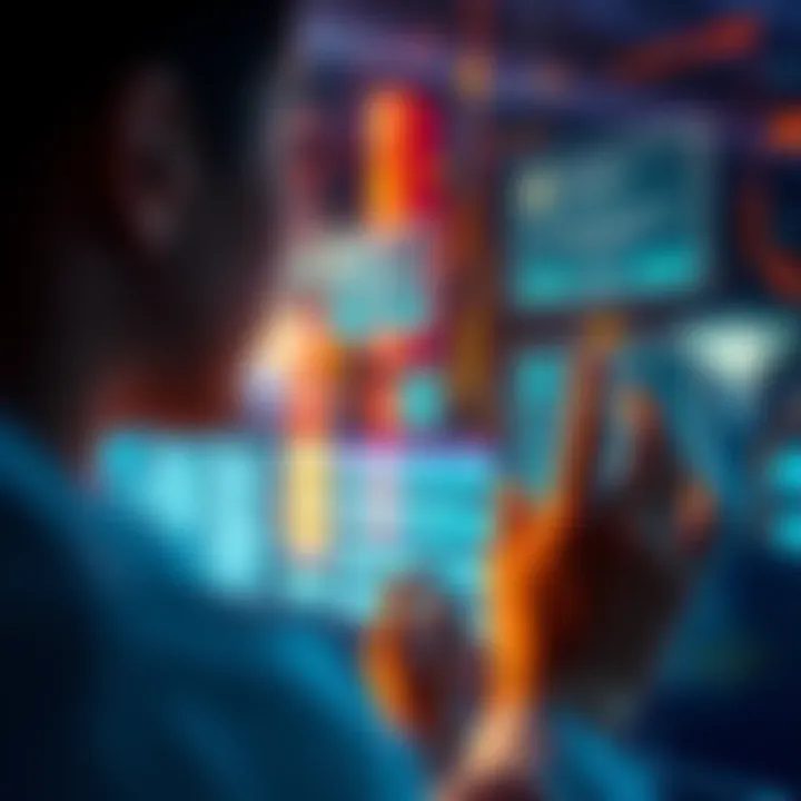 A person interacting with a digital screen that shows payment notifications for sharing data with companies